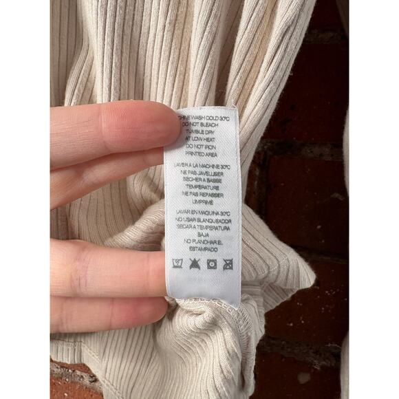 Anthropologie Sundry Ribbed Long Sleeve Tee in Coconut Sz 4 XL - Picture 5 of 9